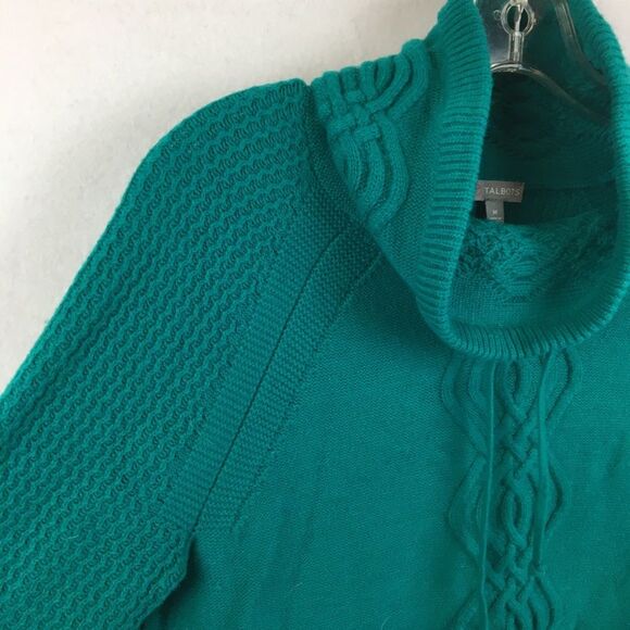Talbots Teal Blue Cowl Neck Wool Blend Soft Knit Sweater M - Picture 4 of 7